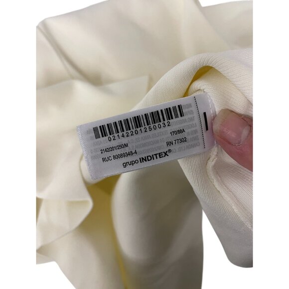 Zara Women Short Knitted Dress Medium M White Bow 3/4 Sleeves 2142/201 NWT - Picture 8 of 15